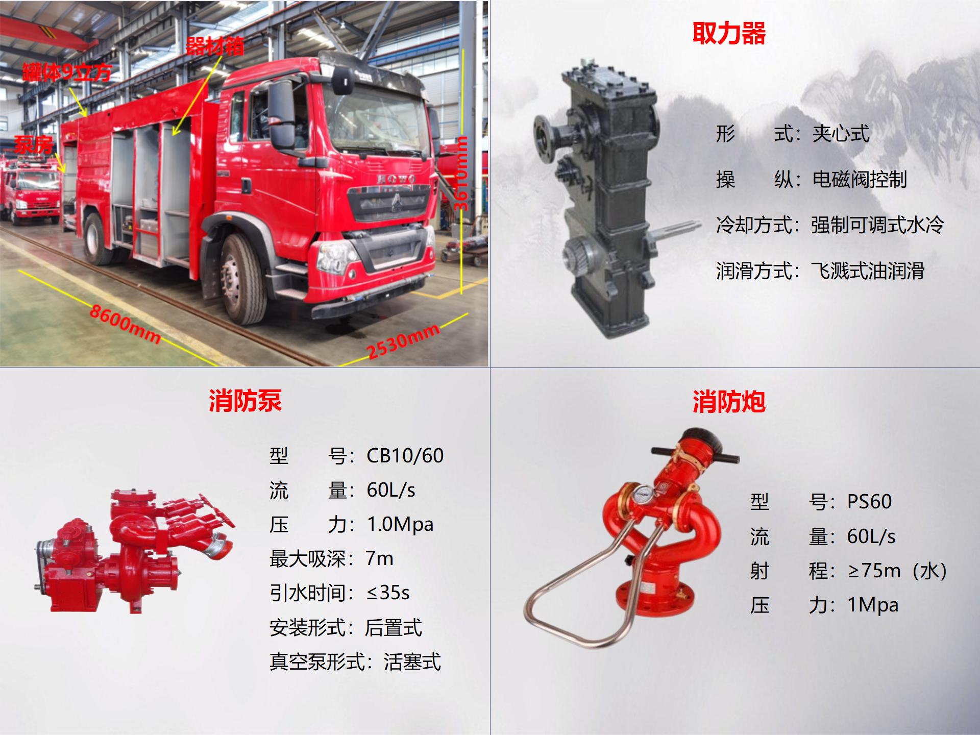 豪沃9噸水罐消防車